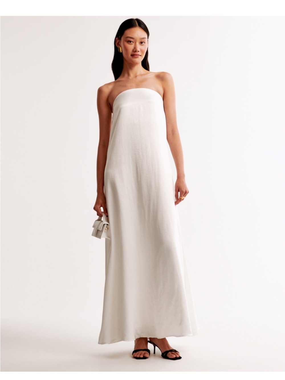 Abercrombie & Fitch Strapless Trapeze Maxi Dress - Pearl White, Medium P